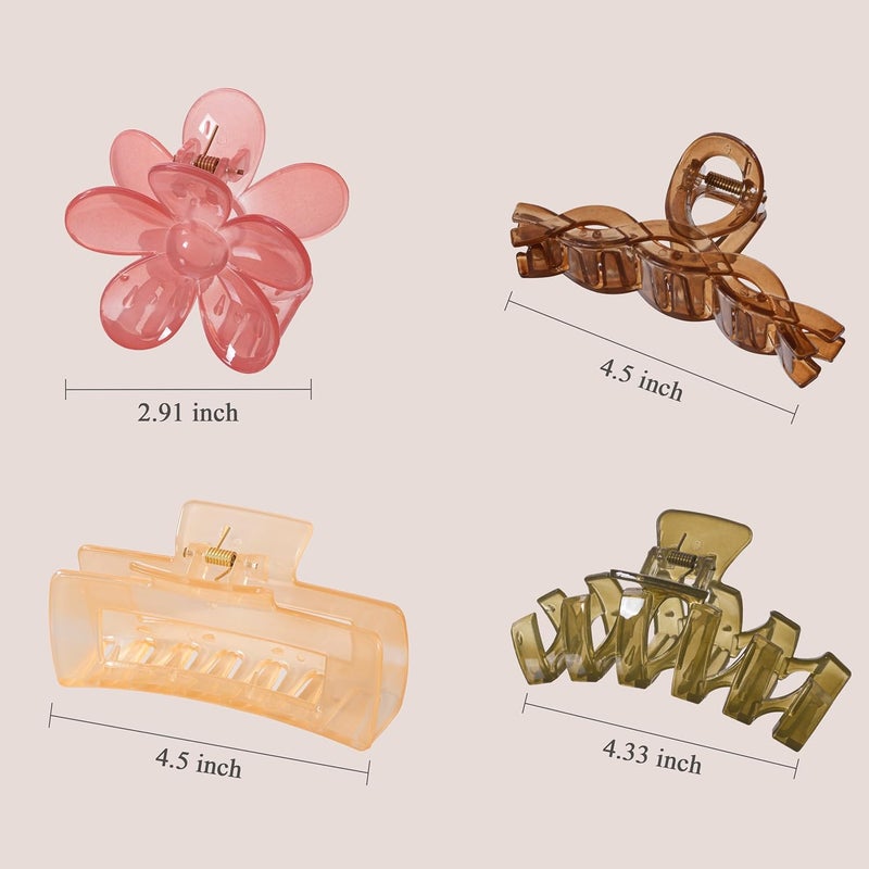 Sunolga 8PCS Hair Clips for Women, Flower Claw Clips for Thick Hair, Non-Slip Hair Accessories with Multi-Styles, Colorful Hair Claw Clips and Variety Pack, Ideal for Girls - Image 2
